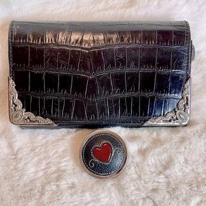 Brighton- Large Black Croc Wallet Organizer (Retired) with Coordinating Pill Box